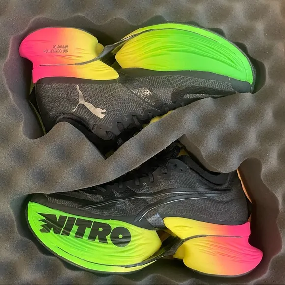 Puma Black and Neon Running Shoes