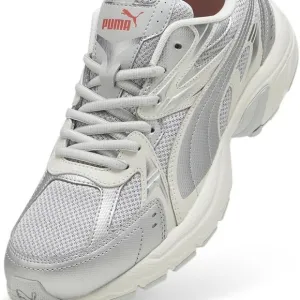 Puma Silver and White Athletic Shoes with Chunky Design and Cushioned Sole