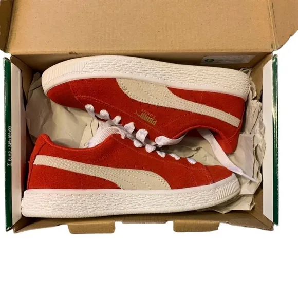 Puma Suede Infant Sneakers - Red &amp; White, Size 1C, Brand New in Box