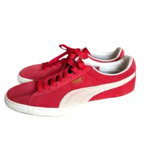 Puma Suede Red &amp; White Men’s Sneakers Size 11 | Gold details | Gently Used.