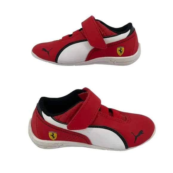 Puma x Ferrari Red Sneakers Toddler 10.5 Boys Girls Velcro Racing Shoes