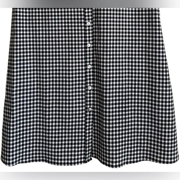 PURE AMICI Minimalist Stretchy Gingham Sleeveless Button Down Shirt Dress Size M