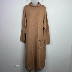 Purejill Sweater Dress Womens XL Tall Brown Turtleneck Neutral Minimalist Preppy