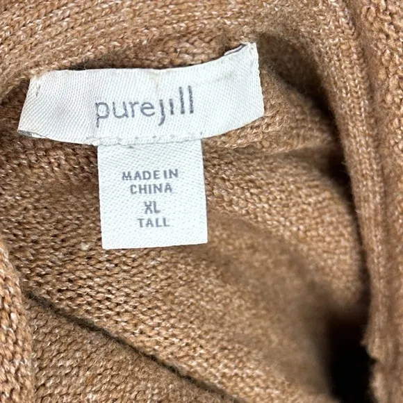 Purejill Sweater Dress Womens XL Tall Brown Turtleneck Neutral Minimalist Preppy