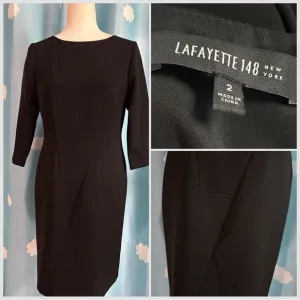 Quiet luxury Lafayette 148 black dress with interesting seaming