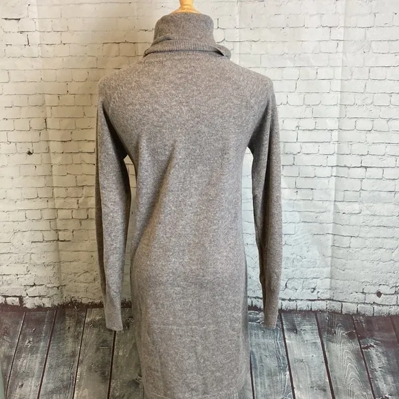 Quince Mongolian Cashmere Turtleneck Sweater Dress in Heather Grey Sz XS Luxury