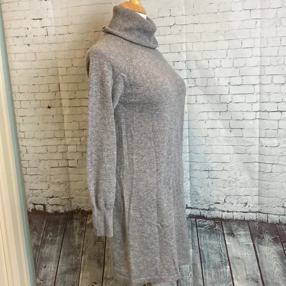 Quince Mongolian Cashmere Turtleneck Sweater Dress in Heather Grey Sz XS Luxury
