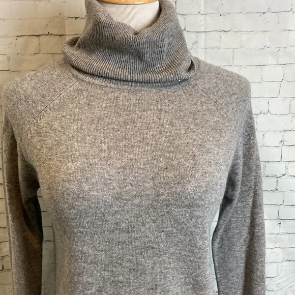 Quince Mongolian Cashmere Turtleneck Sweater Dress in Heather Grey Sz XS Luxury