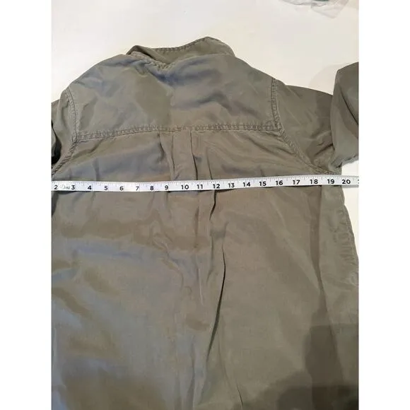 Quince Shirt Dress Women SMALL Olive Green Roll Tab Sleeve Minimalist Capsule