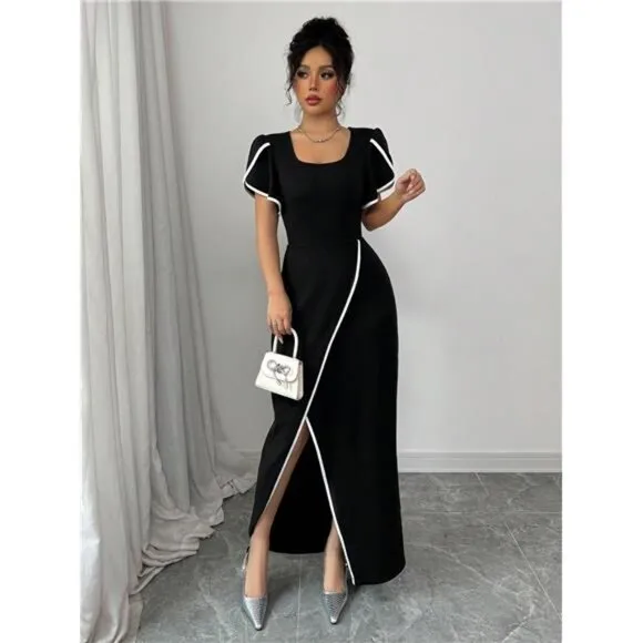 Raffinéa Women's Color Block Luxury Evening Dress, Minimalist Fashion For