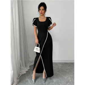 Raffinéa Women's Color Block Luxury Evening Dress, Minimalist Fashion For