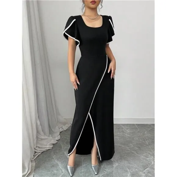 Raffinéa Women's Color Block Luxury Evening Dress, Minimalist Fashion For
