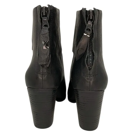 Rag &amp; Bone Booties Black Leather Ankle Boots  Heeled Size 36 or 6