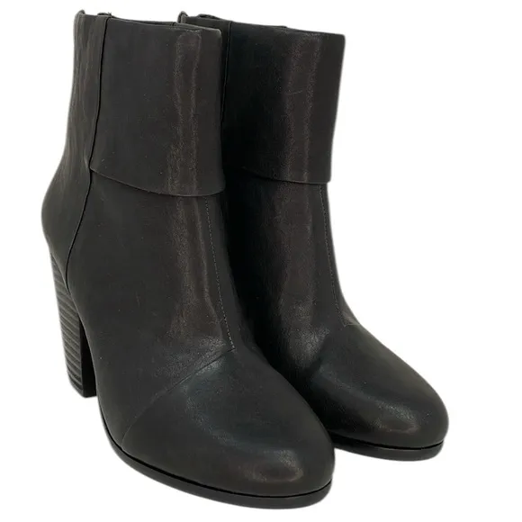 Rag &amp; Bone Booties Black Leather Ankle Boots  Heeled Size 36 or 6