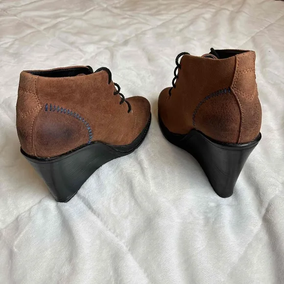 Rag &amp; Bone Brown Suede Lace Up Wedge Ankle Boots Womens Size 7 US