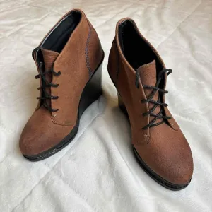 Rag &amp; Bone Brown Suede Lace Up Wedge Ankle Boots Womens Size 7 US