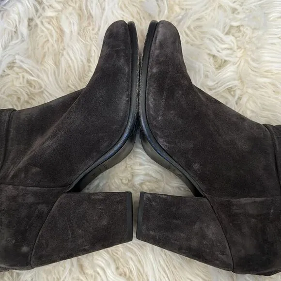 Rag &amp; Bone Charcoal Gray Distressed Suede LeatherAnkle Booties Sz 39.5 or 9.5