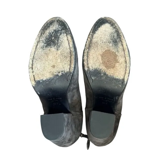 Rag &amp; Bone Charcoal Gray Distressed Suede LeatherAnkle Booties Sz 39.5 or 9.5