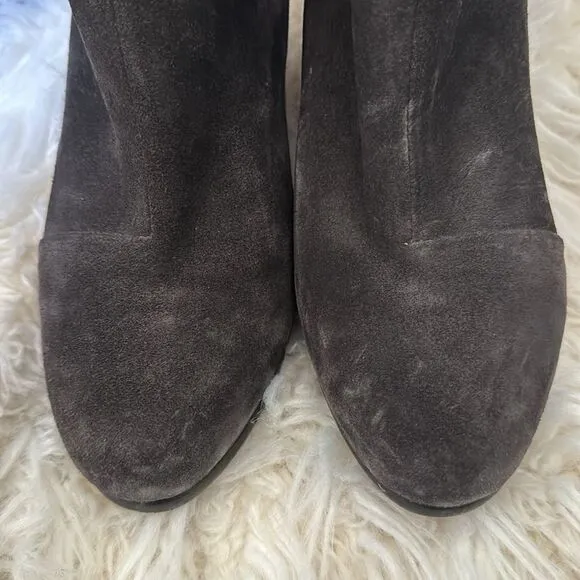 Rag &amp; Bone Charcoal Gray Distressed Suede LeatherAnkle Booties Sz 39.5 or 9.5