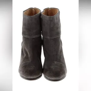 Rag &amp; Bone Charcoal Gray Distressed Suede LeatherAnkle Booties Sz 39.5 or 9.5