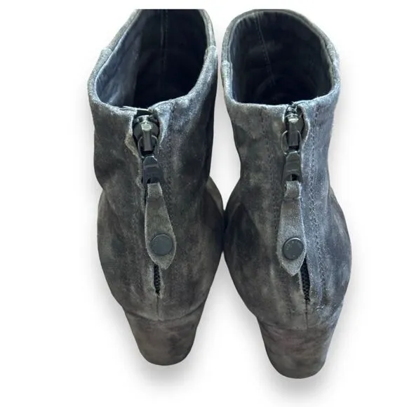 Rag &amp; Bone Charcoal Gray Distressed Suede LeatherAnkle Booties Sz 39.5 or 9.5