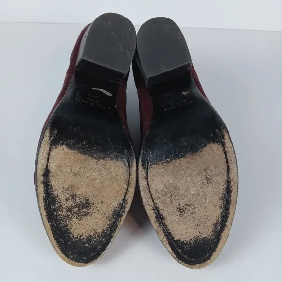 Rag &amp; Bone Margot Ankle Boots Womens Size 7 Burgundy Leather Suede Double Zipper