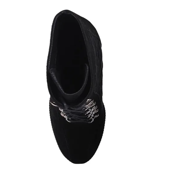 Rag &amp; Co. Black Quilted Yoko Platform Booties Lace Up D-Ring Women’s Size 10