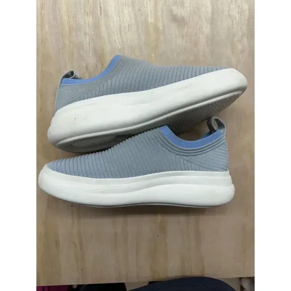 Rag and Bone Brixley Knit Shoes Women Blue slip on canvas 39 8.5M EUC Ribbed