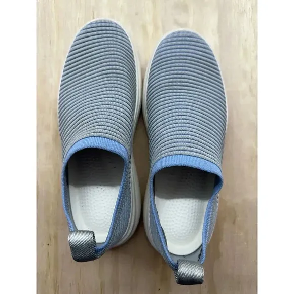Rag and Bone Brixley Knit Shoes Women Blue slip on canvas 39 8.5M EUC Ribbed