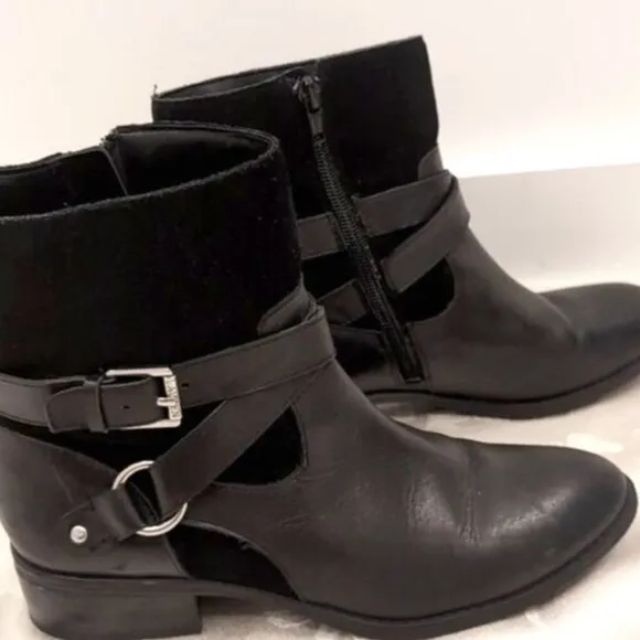 Ralph Lauren Black Leather Makaila Ankle Boots 6.5B
