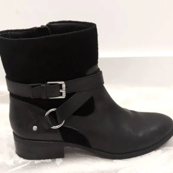 Ralph Lauren Black Leather Makaila Ankle Boots 6.5B