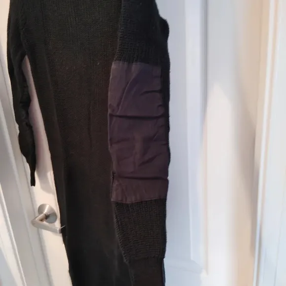 RALPH LAUREN BLACK QUITE LUXURY SWEATER DRESS PATCHED ELBOWS SMALL OFFICE CHIC