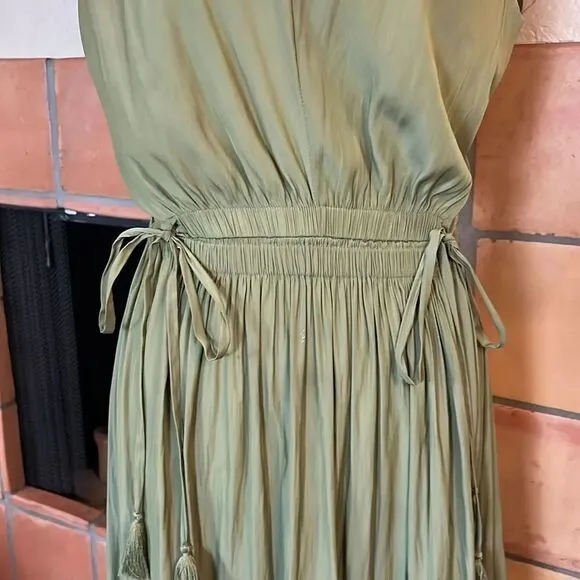 Ramy Brook Avocado/Sage Green Embroidered Hayley Midi Dress, size MEDIUM