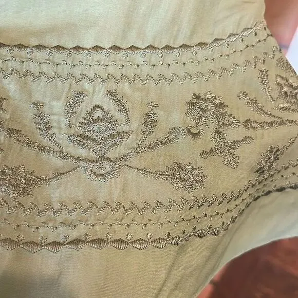 Ramy Brook Avocado/Sage Green Embroidered Hayley Midi Dress, size MEDIUM