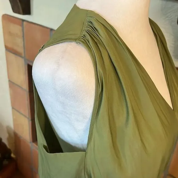 Ramy Brook Avocado/Sage Green Embroidered Hayley Midi Dress, size MEDIUM
