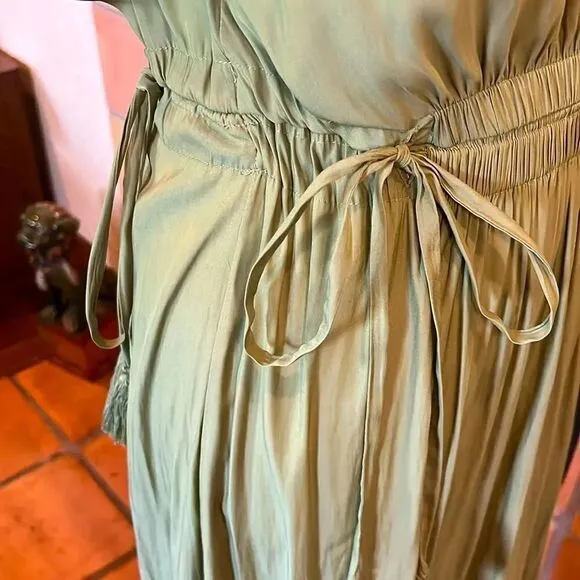 Ramy Brook Avocado/Sage Green Embroidered Hayley Midi Dress, size MEDIUM