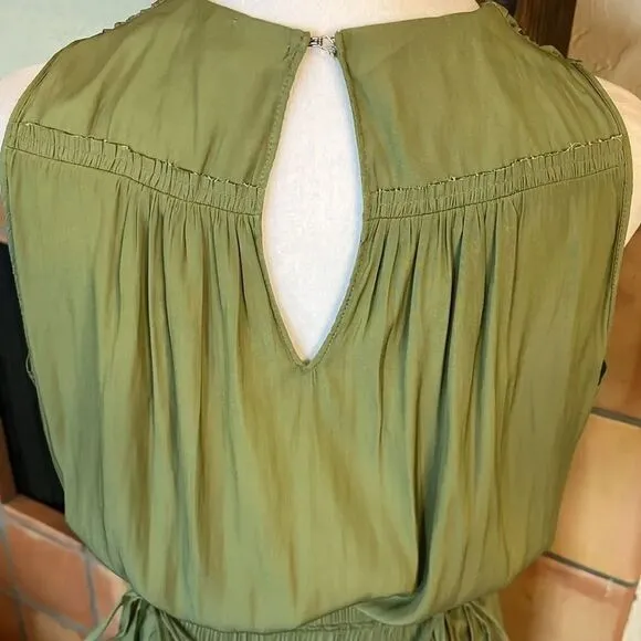 Ramy Brook Avocado/Sage Green Embroidered Hayley Midi Dress, size MEDIUM
