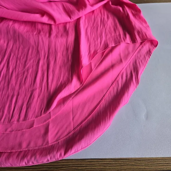 Ramy Brook Fuchsia Audrey Blouson Halter Midi Dress Women's L Minimalist Summer