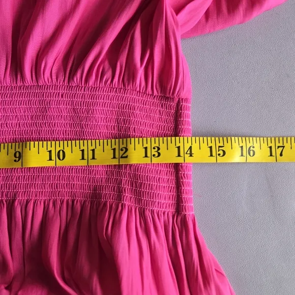 Ramy Brook Fuchsia Audrey Blouson Halter Midi Dress Women's L Minimalist Summer