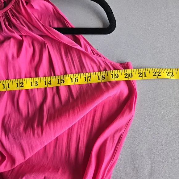 Ramy Brook Fuchsia Audrey Blouson Halter Midi Dress Women's L Minimalist Summer
