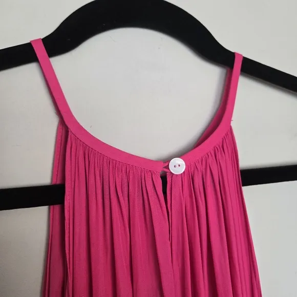 Ramy Brook Fuchsia Audrey Blouson Halter Midi Dress Women's L Minimalist Summer