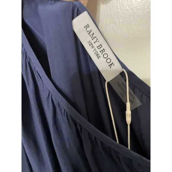 Ramy Brook Leila 1 Shoulder Drop Waist Mini Dress Flowy Size M Quiet Luxury