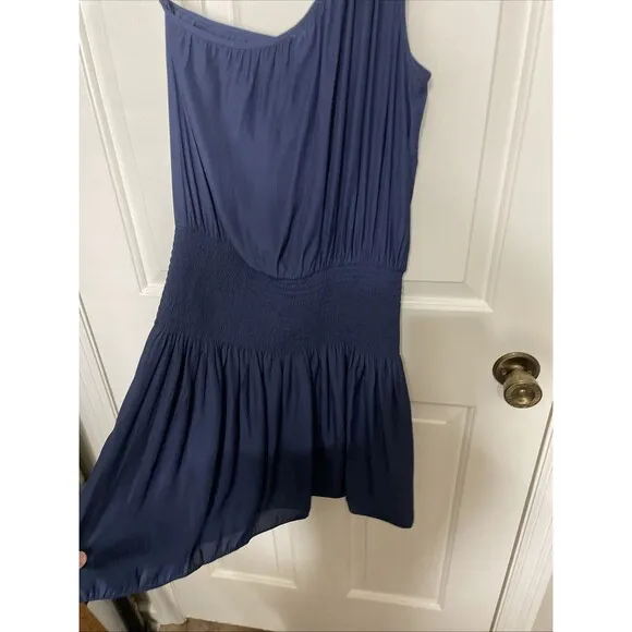 Ramy Brook Leila 1 Shoulder Drop Waist Mini Dress Flowy Size M Quiet Luxury