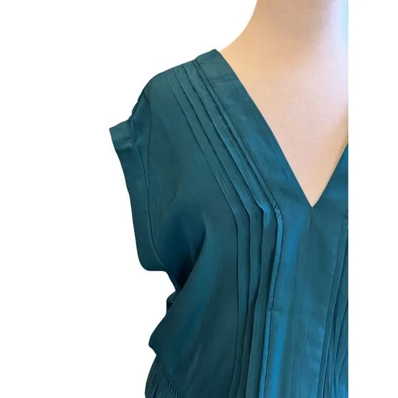 RAMY BROOK Vanessa Smocked Waist Dress L Jewel Blue Mini Short Luxury Statement