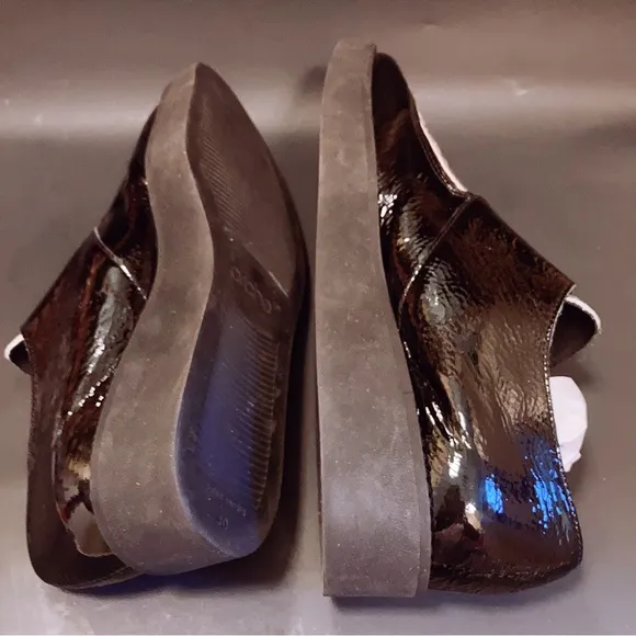 Rare Arche France Steampunk Crinkle Black Patent Leather Zebra Shoes