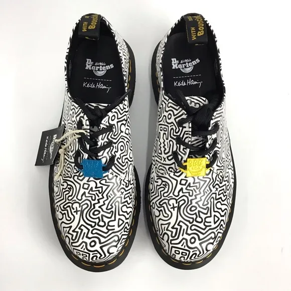 Rare Dr. Martens x Keith Haring Abstract 1461 Printed Leather Oxford Shoes Sz 9