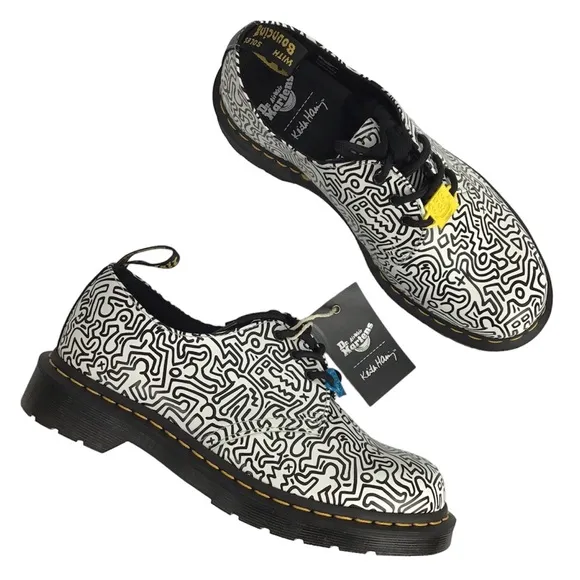 Rare Dr. Martens x Keith Haring Abstract 1461 Printed Leather Oxford Shoes Sz 9