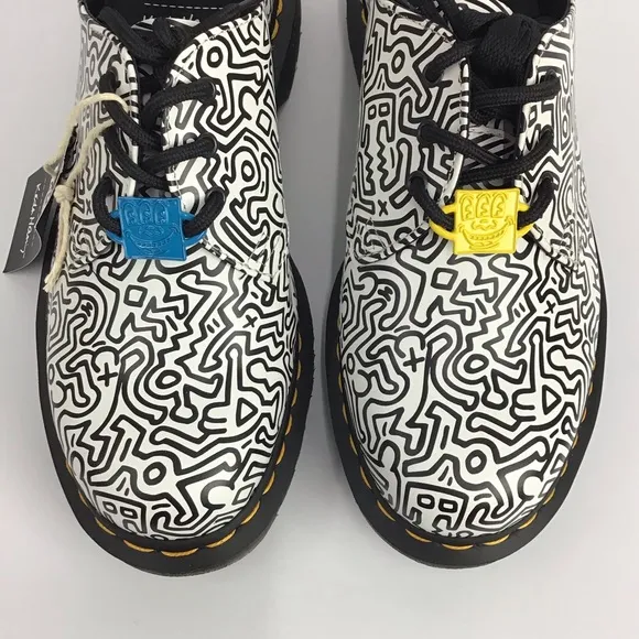 Rare Dr. Martens x Keith Haring Abstract 1461 Printed Leather Oxford Shoes Sz 9