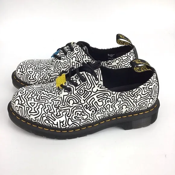 Rare Dr. Martens x Keith Haring Abstract 1461 Printed Leather Oxford Shoes Sz 9