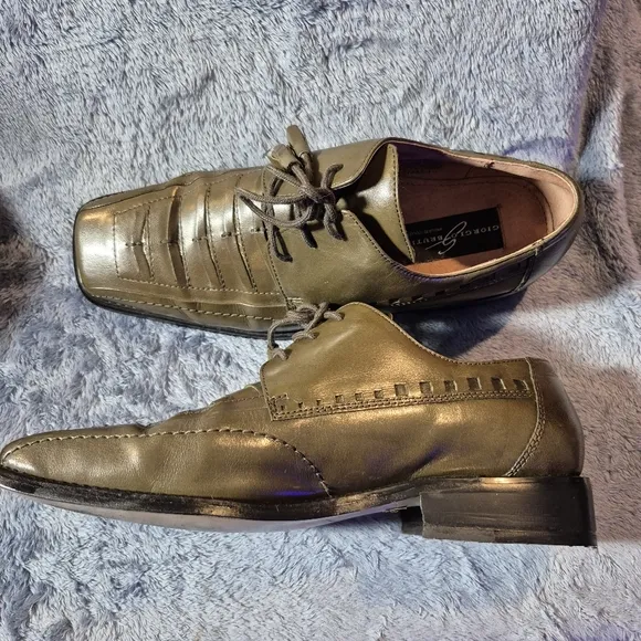 Rare Giorgio Brutini Green Genuine Snakeskin &amp; Leather Oxfords Made In Italy